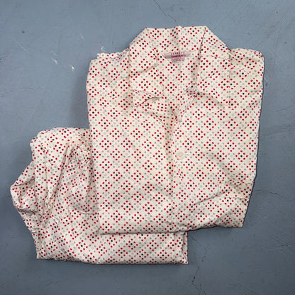VTG 40s Penneys Cotton Flannel Pajama Set Shirt Pants Hollywood 1940s Rockabilly