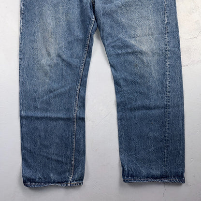 Levis 501 Vintage 80s USA XX Straight Leg Jeans Blue Med Wash 44x32 Act 39x28
