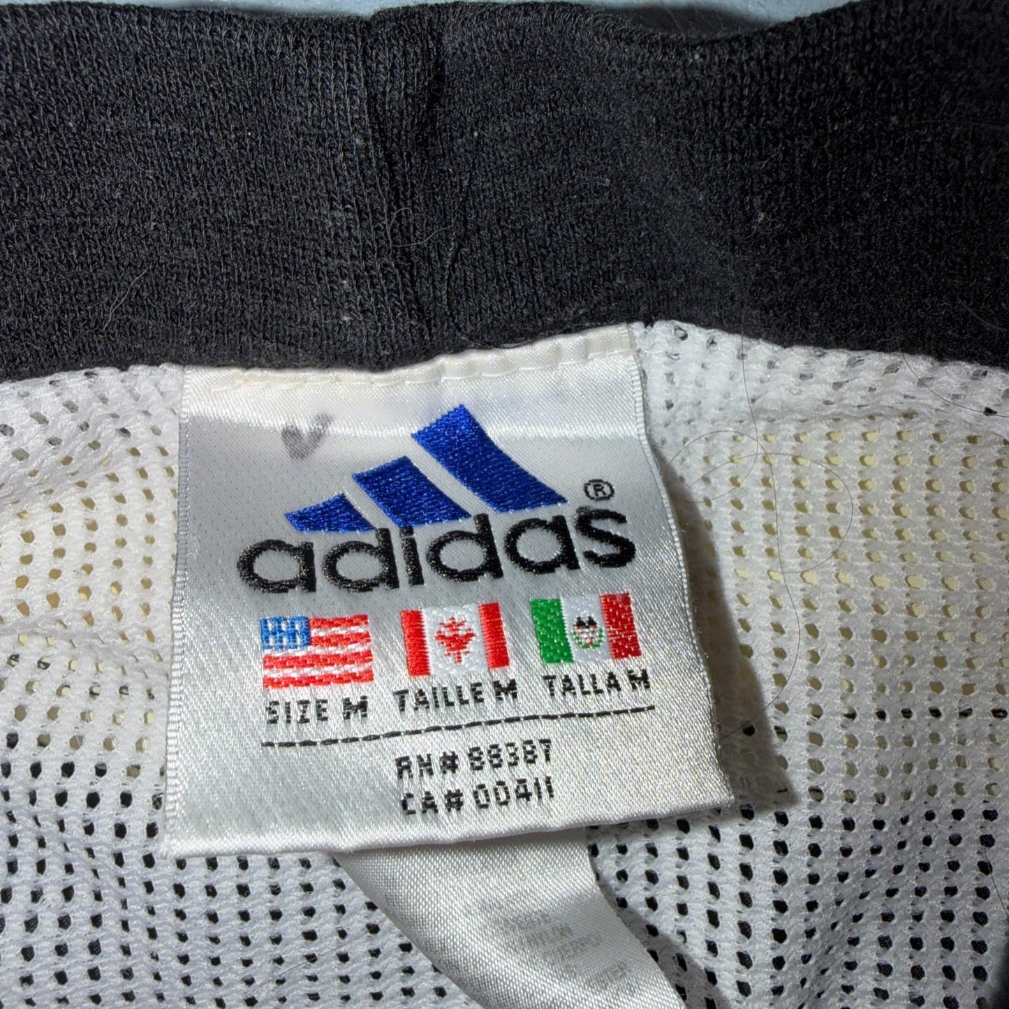 Adidas Vintage 1990s Windbreaker Pullover Black & Yellow Three Stripes Size M