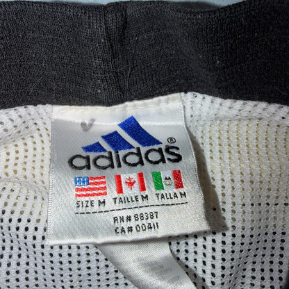 Adidas Vintage 1990s Windbreaker Pullover Black & Yellow Three Stripes Size M