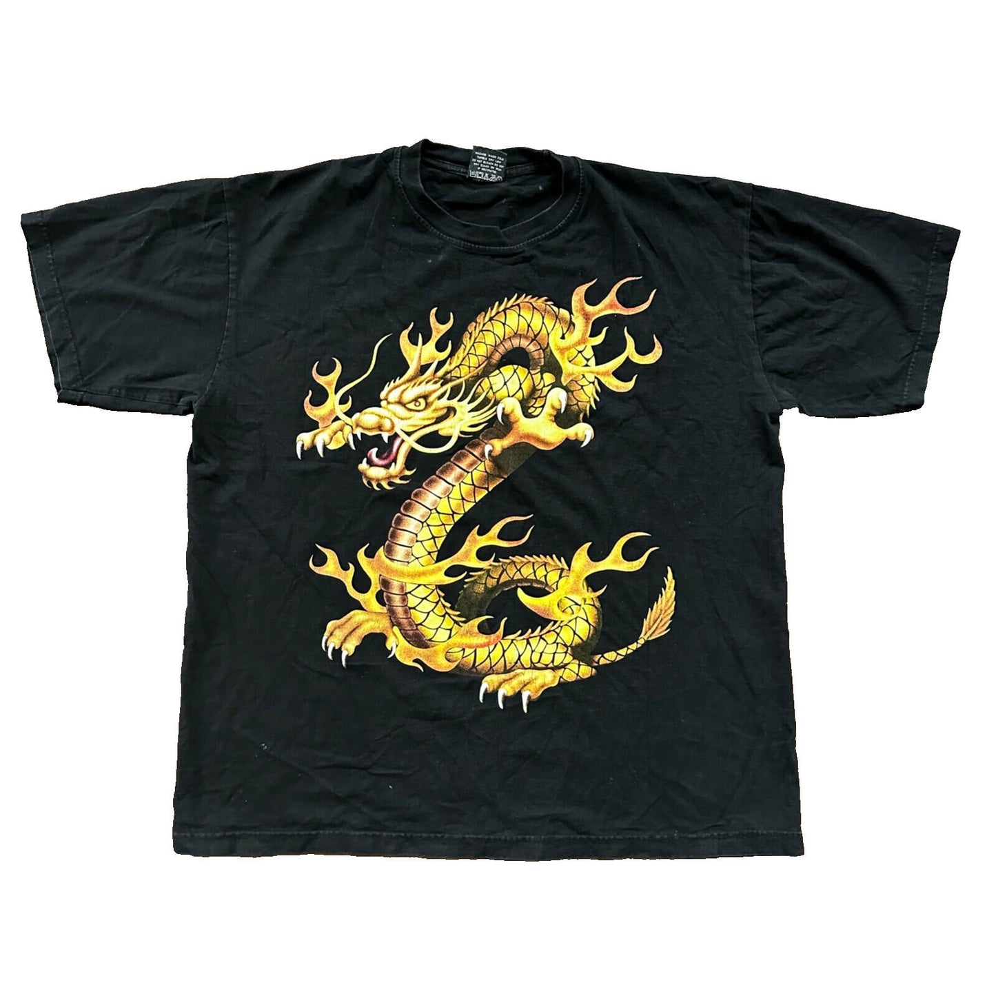 Dragon Asian Rap Tee Vintage T Shirt Y2K Big Print Rock N Roll Grunge Japanese