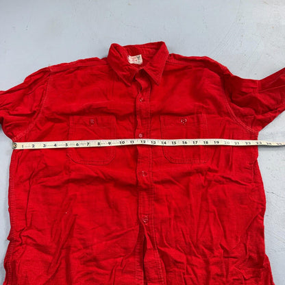 Vintage Winter King Cotton Flannel Shirt 40s 50s Sanforized Large Red Rockabilly