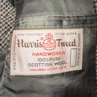 Harris Tweed PBM Vintage 42 Blazer Gray Herringbone Wool Sport Coat USA 1970s