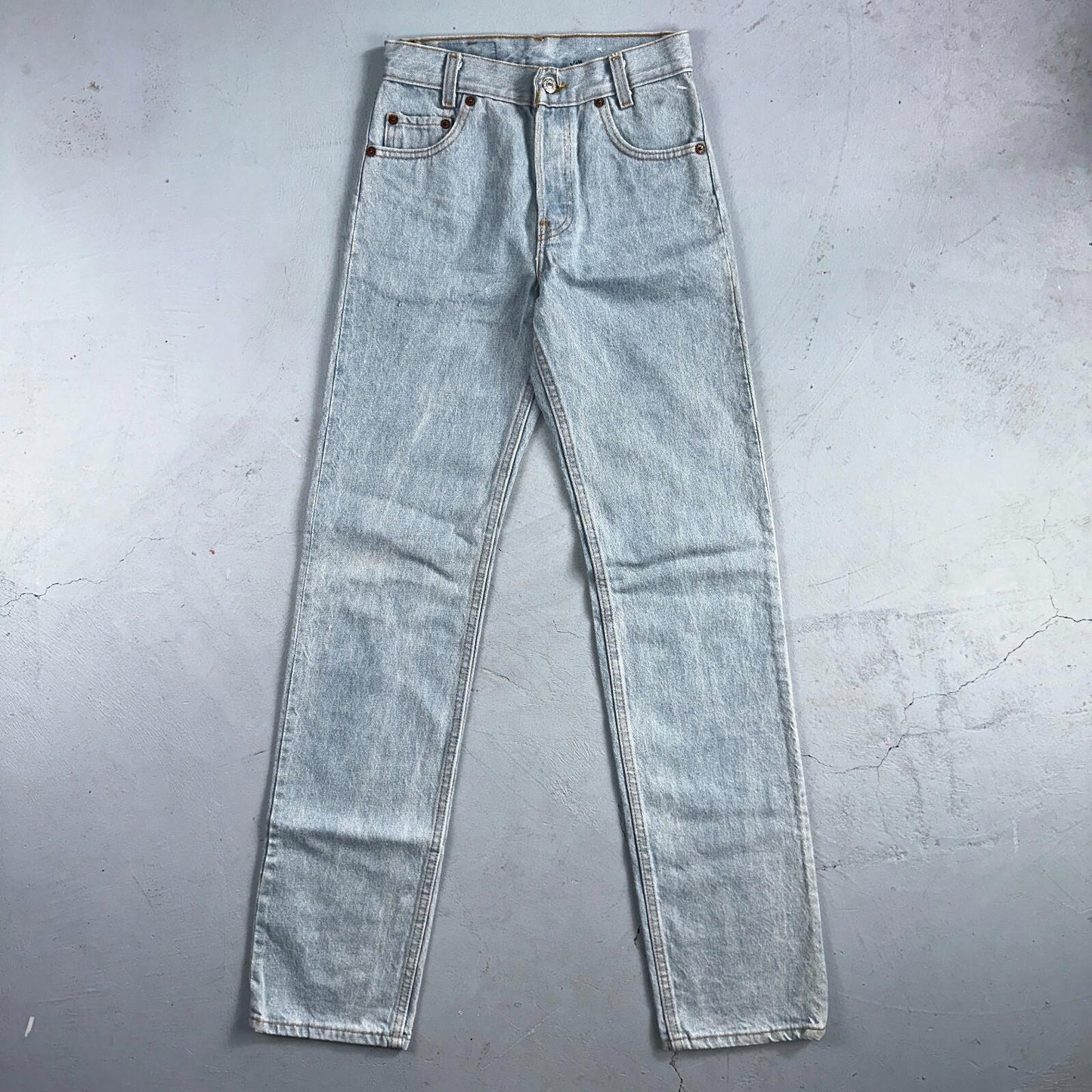 Levis 701 Vintage 90s USA XX Straight Leg Jeans Blue Light Wash 501 Rare 25x32