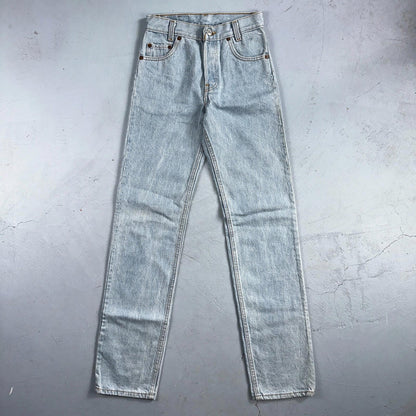 Levis 701 Vintage 90s USA XX Straight Leg Jeans Blue Light Wash 501 Rare 25x32