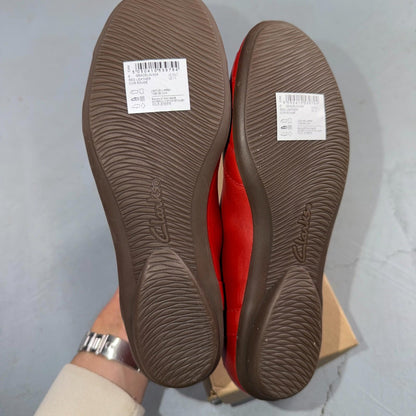 Womens Size 7 Clarks Gracelin Mia Woven Leather Ballet Flat Cognac Red