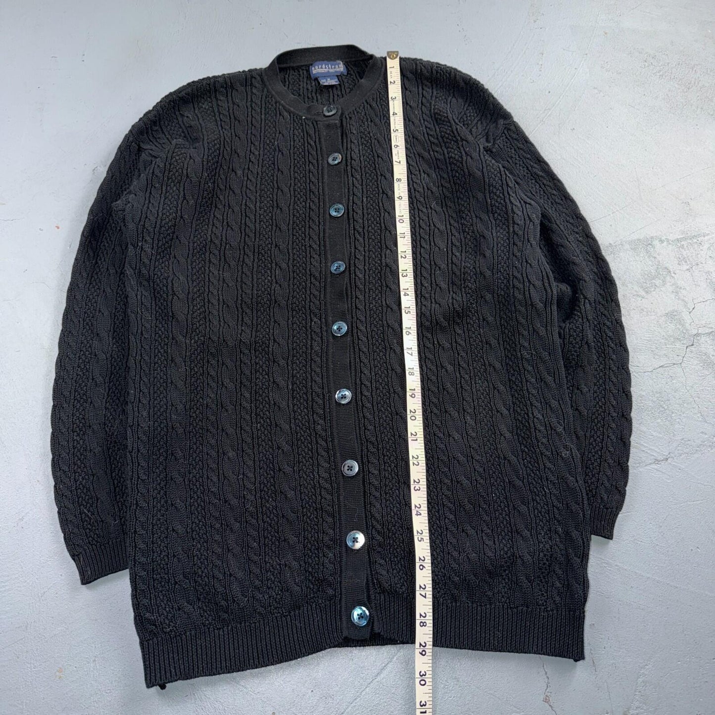 Nordstrom VTG 1990s Black Sweater Button Front Long Sleeves Cardigan Medium 90s