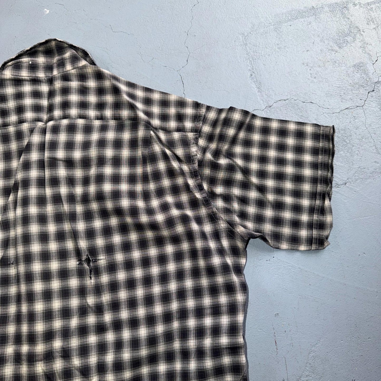 Vintage 60s McGregor Checker Loop Collar Button Up Shirt Made In USA Rockabilly