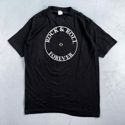 Rock N Roll 70s VTG T Shirt Rockabilly Black Forever Promo Music Band Grunge Rap