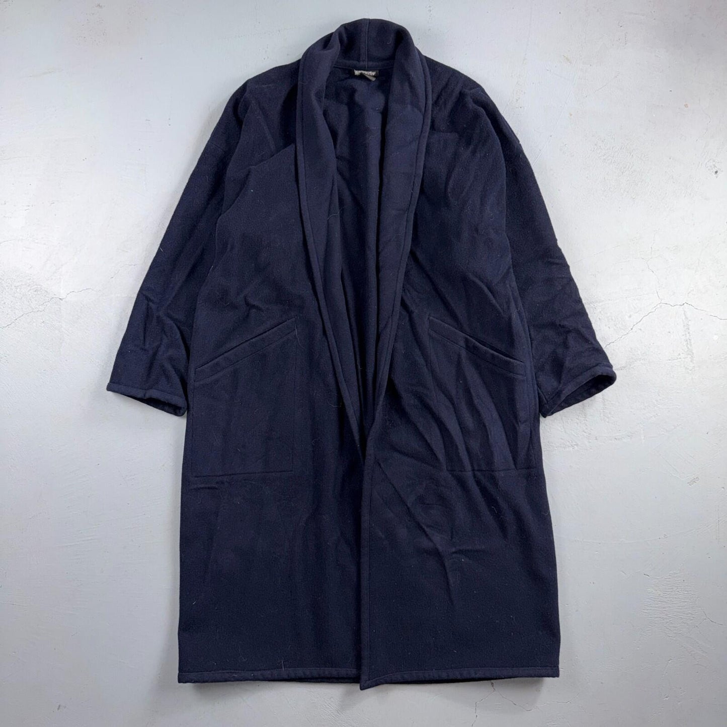 Eileen Fisher Coat Women’s Blue Wool Open Front Oversized Kimono Jacket VTG