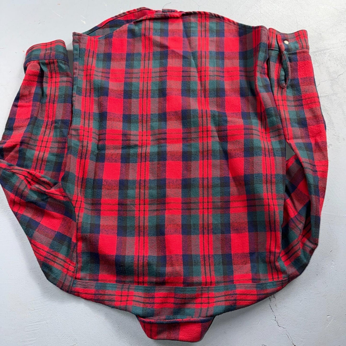 VTG Five Brother Shirt Mens M Shadow Plaid Flannel USA Red 1980s 80s Green Red