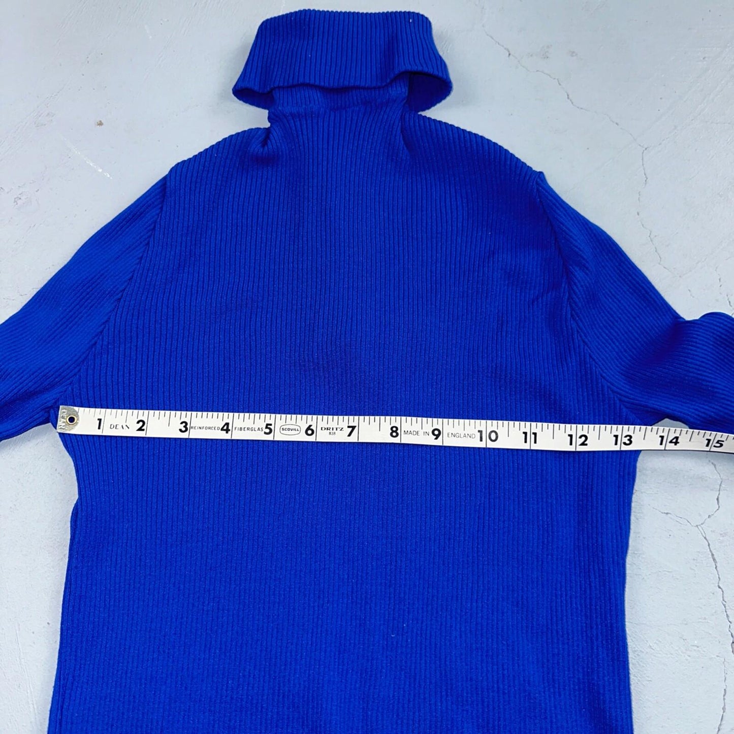Vintage 1970s Scovill Bodysuit Blue 70s 80s Rib Knit Long Sleeve Mock Neck RARE