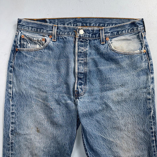 Levis 501 Vintage 90s USA XX Straight Leg Jeans Blue Light Wash 38x30 Act 35x26