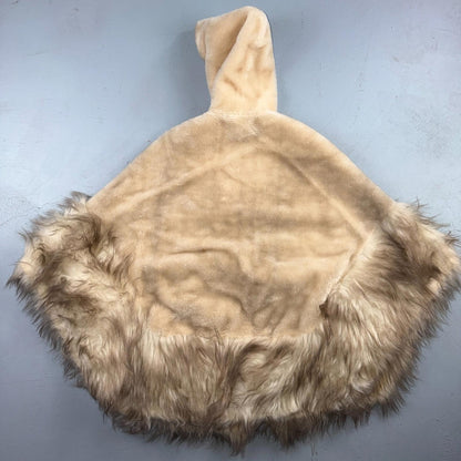 Vintage 1960s Beige Faux Fur Trim Kimono Poncho One Size Rockabilly 60s Penney