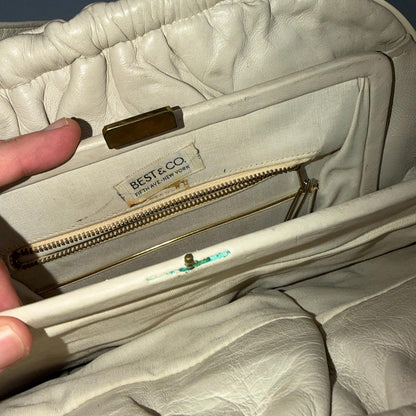 Vintage 1960s White Handbag Double Handle Clasp Closure by Best Co USA Made