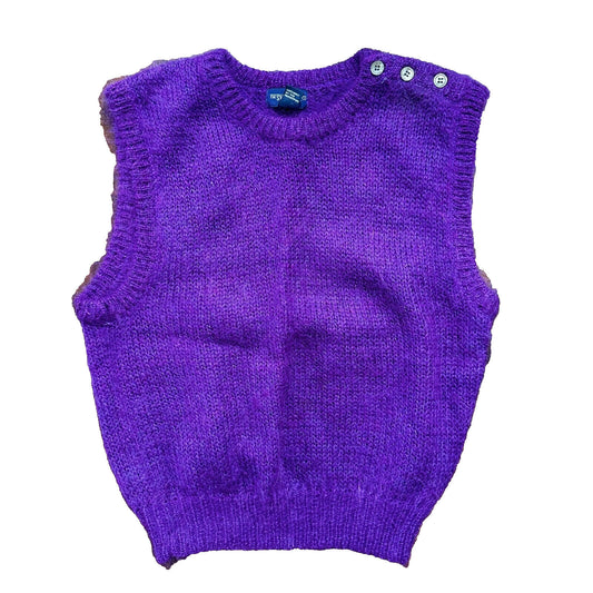 Vintage Purple 80s Sweater Mens L Mohair Vest Geometric Hippie Boho Wool