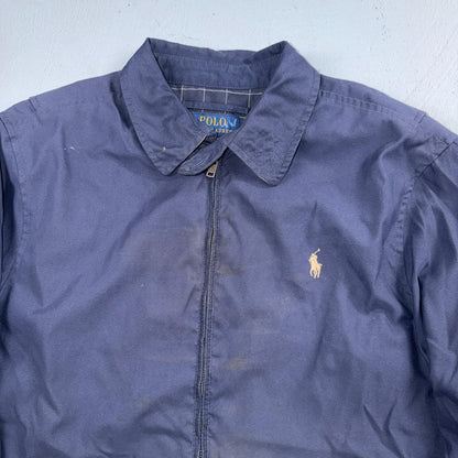 Polo Ralph Lauren Harrington Jacket Men M Solid Blue Striped Lined Y2K
