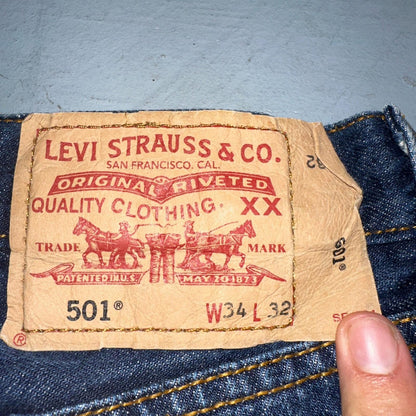 Levis 501 Vintage Y2K XX Straight Leg Jeans Blue Med Wash 34x32 Act 33x29