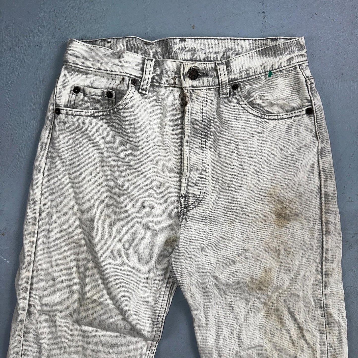 Levis 501 Vintage 80s USA XX Straight Leg Jeans Gray Acid Wash 29x36 Act 28x34