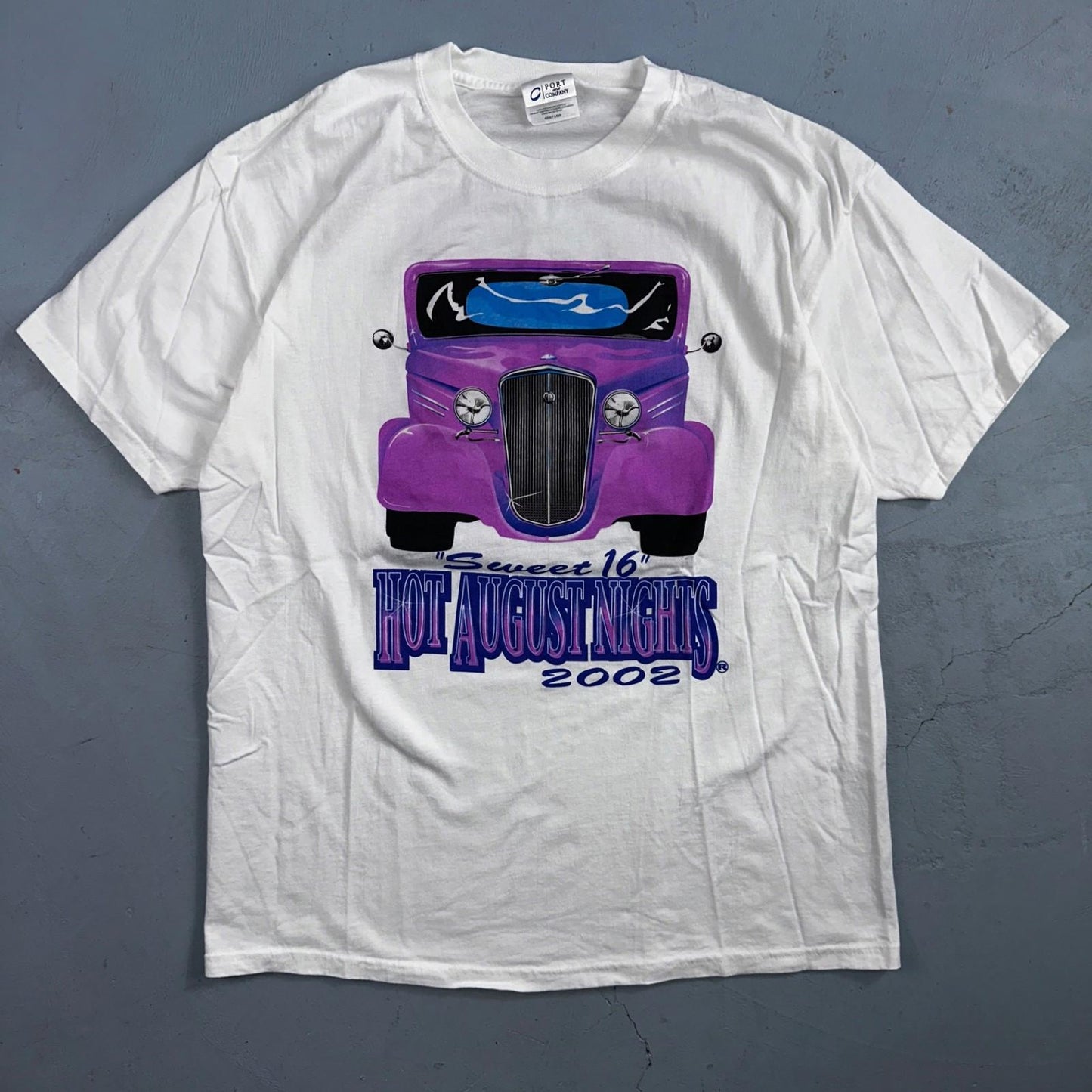 Hot August Nights 2002 VTG T Shirt Sweet 16 Hot Rods Purple Car Rare Graphic Fun