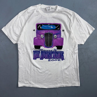 Hot August Nights 2002 VTG T Shirt Sweet 16 Hot Rods Purple Car Rare Graphic Fun