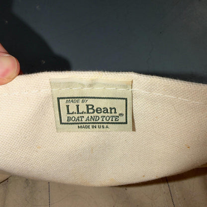 VTG LL Bean Boat & Tote Small Canvas Bag Navy Blue Freeport Maine 17x11x6