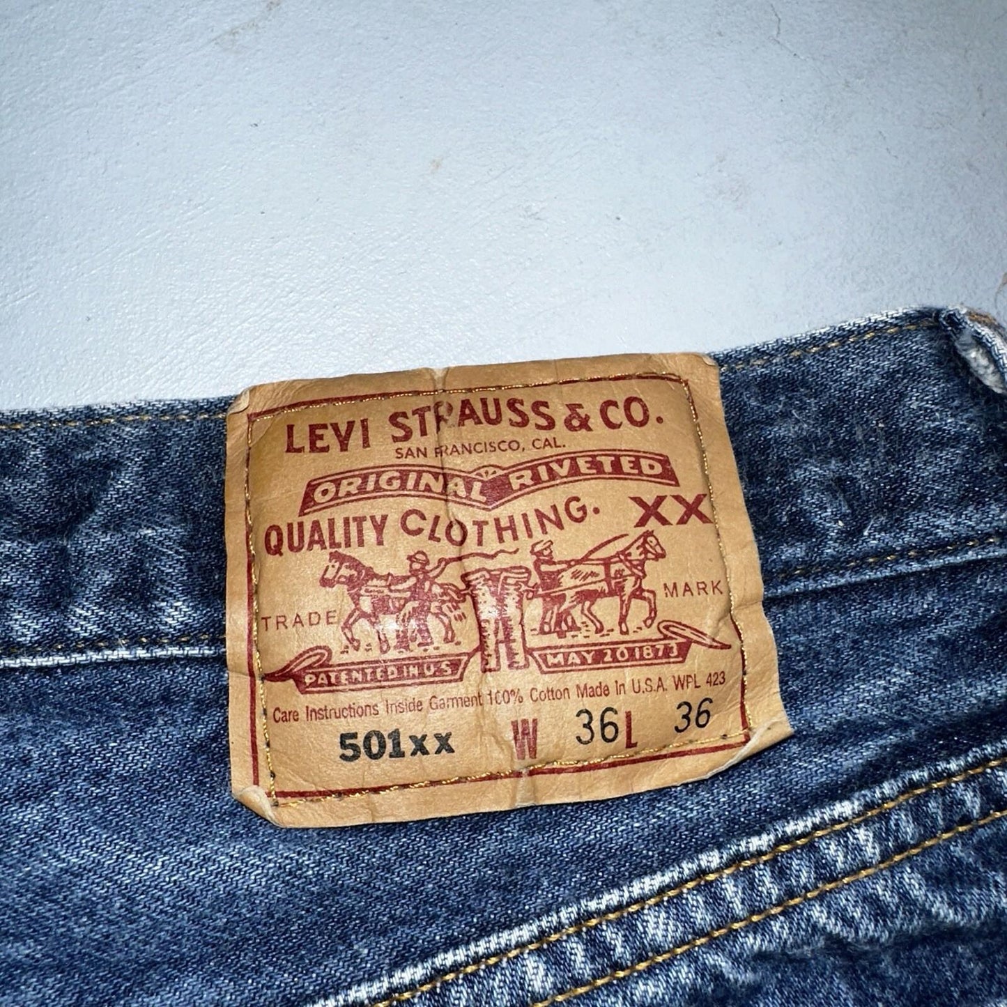 Levis 501 Vintage 90s USA XX Straight Leg Jeans 36x36 Dark Wash Act 33x31