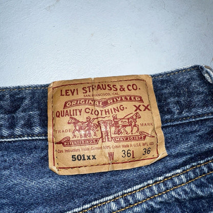 Levis 501 Vintage 90s USA XX Straight Leg Jeans 36x36 Dark Wash Act 33x31