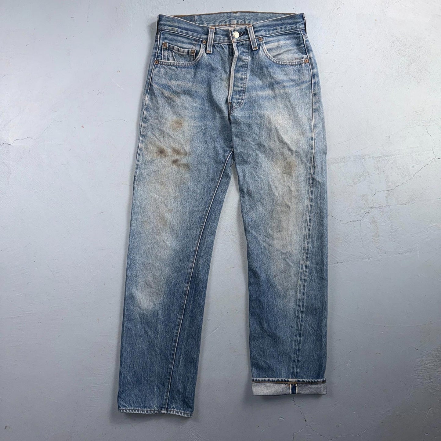 Levis 501 Vintage 80s Redline Selvedge USA XX Jeans Light Wash 30x34 Act 28x29