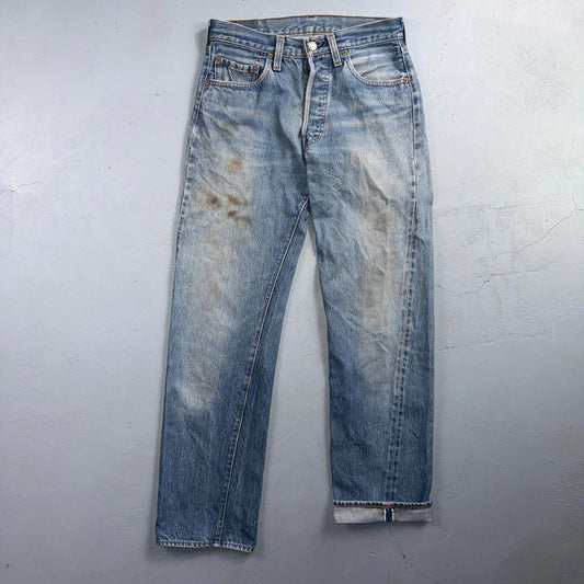 Levis 501 Vintage 80s Redline Selvedge USA XX Jeans Light Wash 30x34 Act 28x29