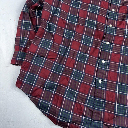 Vintage Polo Ralph Lauren Shirt Mens Large Red Blue Plaid Tilden Golf Crest