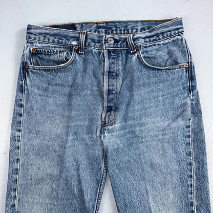 Levis 501 Vintage 90s USA XX Straight Leg Jeans Blue Light Wash 35x34 Act 31x30