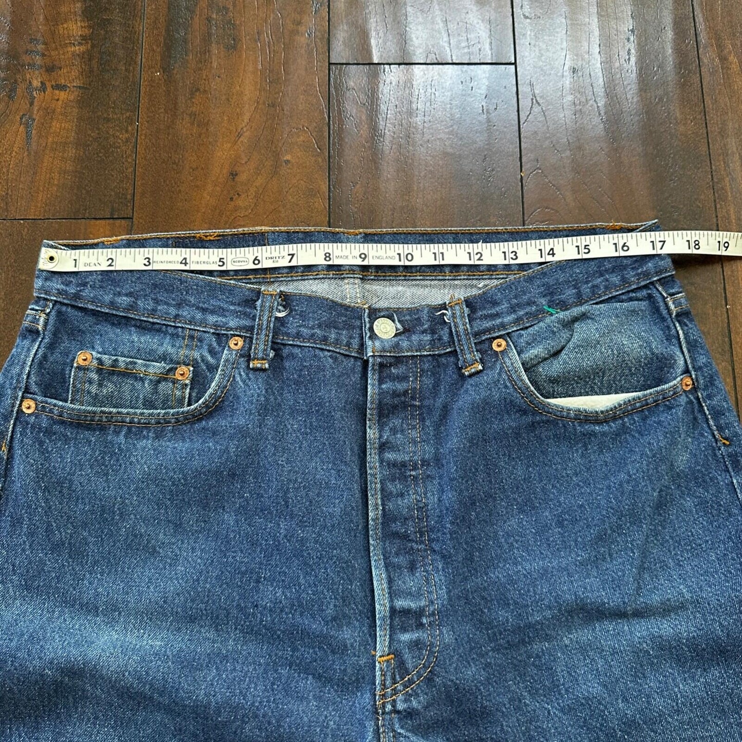 VTG 80s Levis 501 Button Fly 38x36 USA Tag Jeans Straight Wash Blue XX Act 34x32