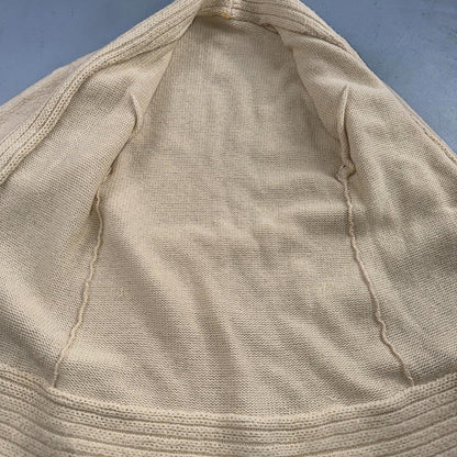VTG 70s 80s Ribbed Knit Cardigan Open Belted Pockets Beige S/M Boho Chic