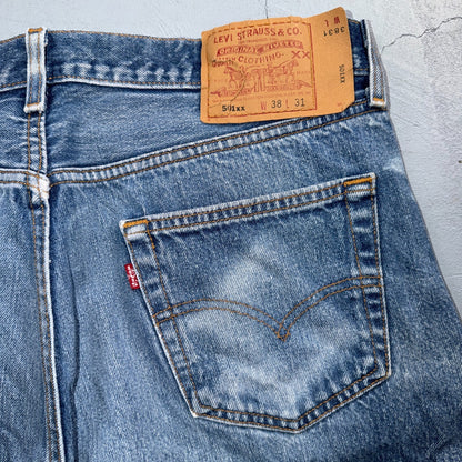 Levis 501 Vintage 90s USA XX Straight Leg Jeans Blue Light Wash 38x31 Act 35x28
