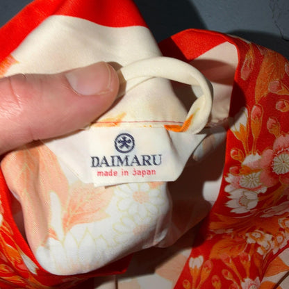 Japanese Kimono Haori Pure Poly Custom Made Daimaru VTG Style Japan Orange