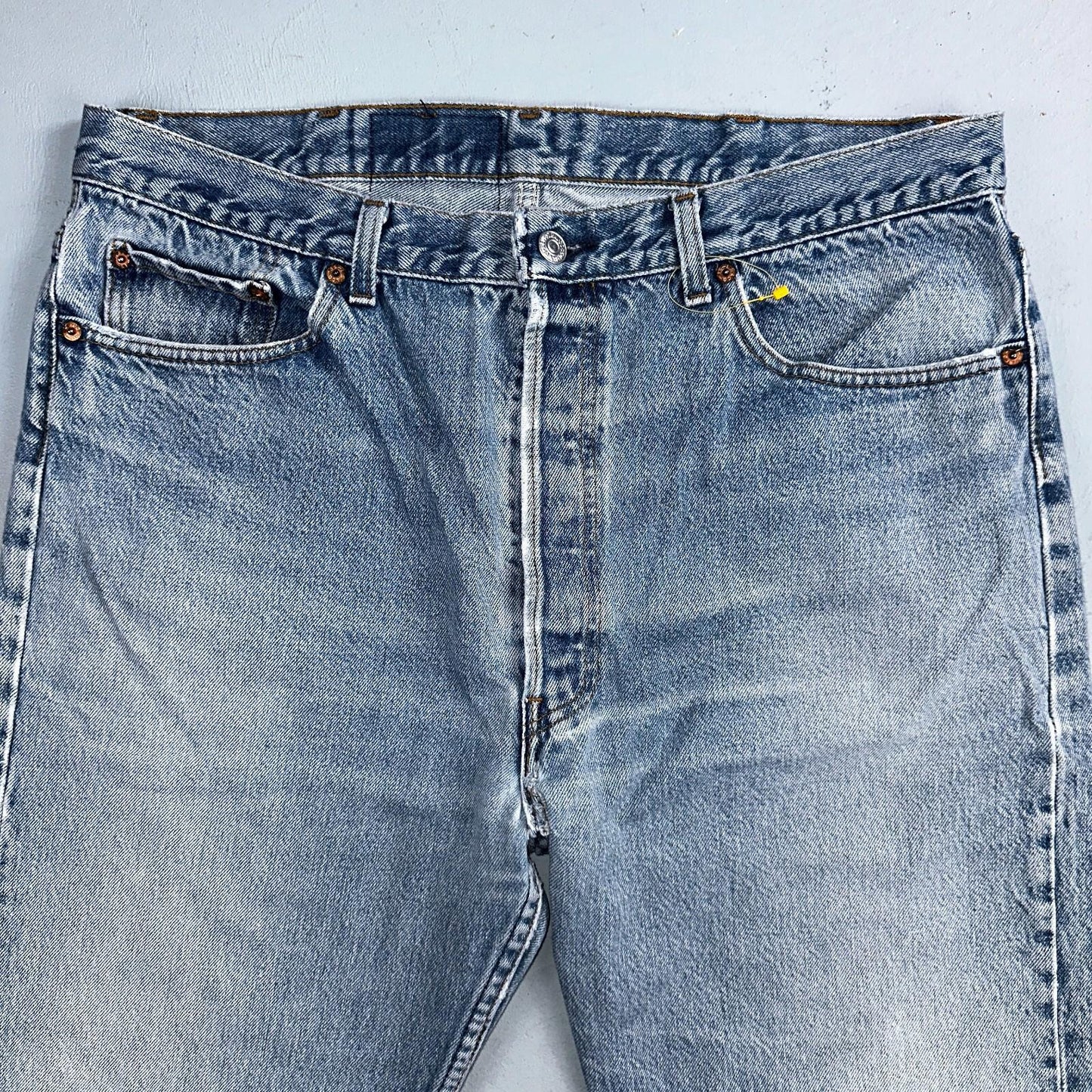 Levis 501 Vintage 90s USA XX Straight Leg Jeans Blue Light Wash 40x32 Act 35x29