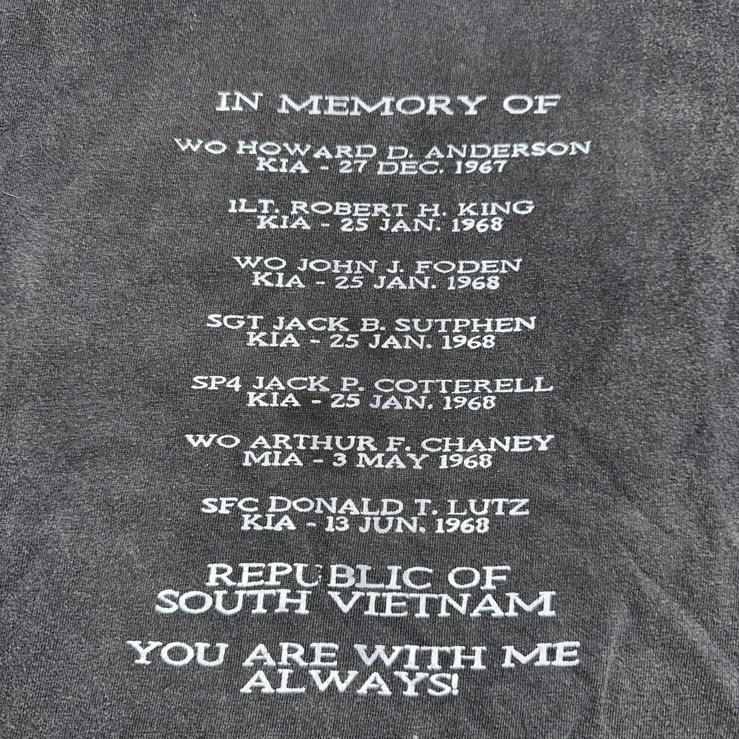 South Vietnam RIP VTG T Shirt Single Stitch Memorial War Army Military USA Faded