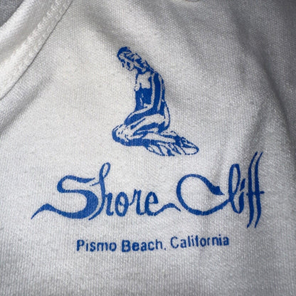 Shore Cliff Pismo Beach California VTG T Shirt 70s USA Womens Basic Polo White