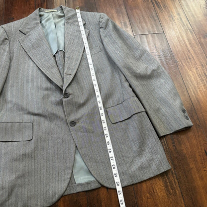 1960s 1970s Brown Striped Sport Jacket VTG Mens Suit 41 33x27 Rockabilly Wool