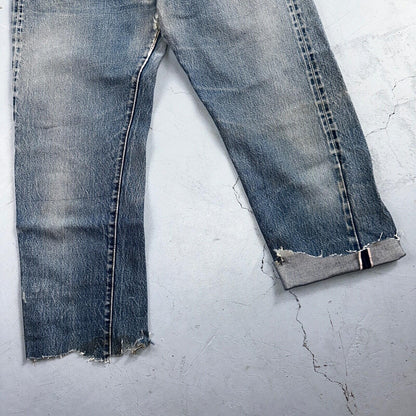Levis 501 Vintage 80s Redline Selvedge USA XX Jeans Light Wash Capri Act 30x25