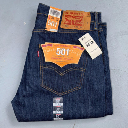 Levis 501 Vintage Y2K Deadstock XX Straight Leg Jeans Black Dark Wash 33x32