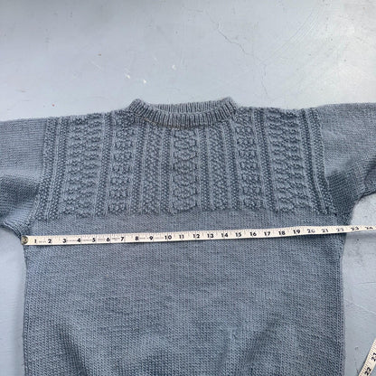 VTG Blue Knitted Isle Sweater Pullover Handmade Knit 60s 70s Grandma core Chic