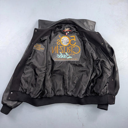 VTG Dehen Varsity Letterman Jacket Size Large Wool Leather Detroit Oregon Cars