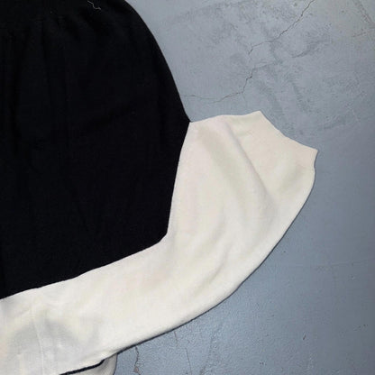 Vintage 1960s Cardigan Sweater Womens Sz M Black White Short Sleeve Polo 60s