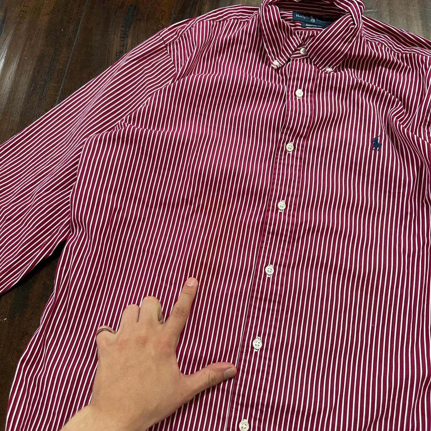 Polo Ralph Lauren Red Stripe Button Down Work Shirt Dress Vtg Up Y2K 90s Western