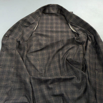 VTG 1960s Hippie Sleeveless Plaid Duster Blazer Jacket Gray Shadow Rockabilly