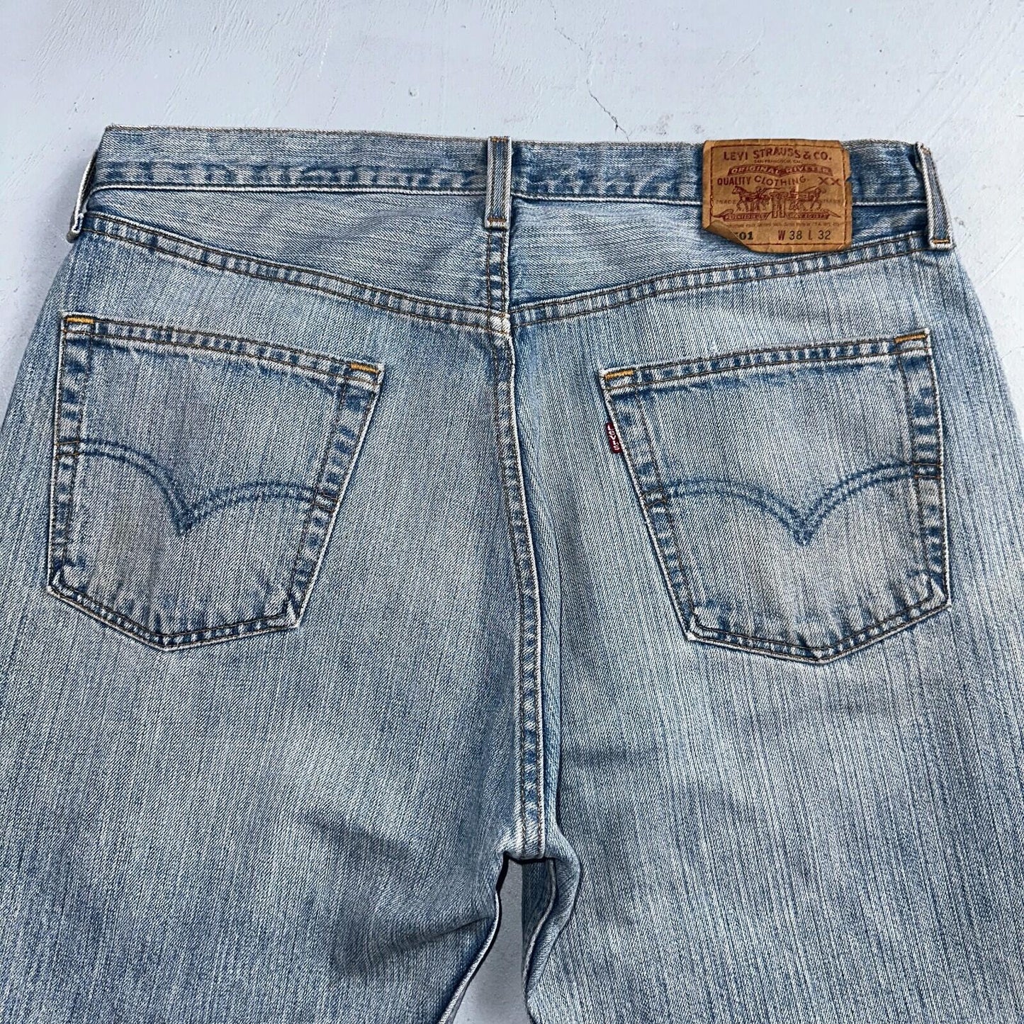 Levis 501 Vintage 90s USA XX Straight Leg Jeans Blue Light Wash 38x32 Act 36x32