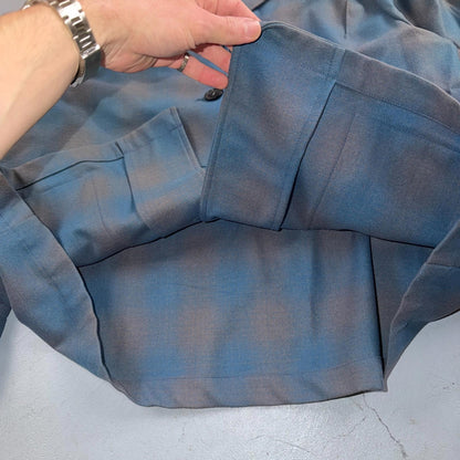 VTG Pendleton Womens Blue Blazer 100% Virgin Wool Shadow Plaid 49er Button Shirt