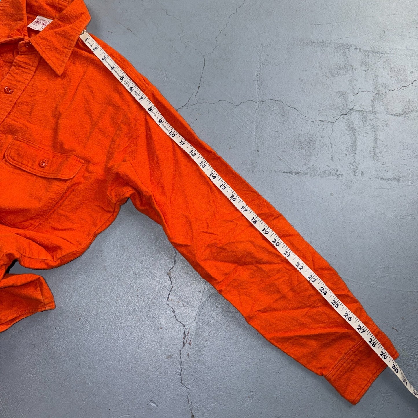 VTG 70s Penneys Big Mac Orange Chamois Cloth Work Shirt Heavy Flannel Rare Color